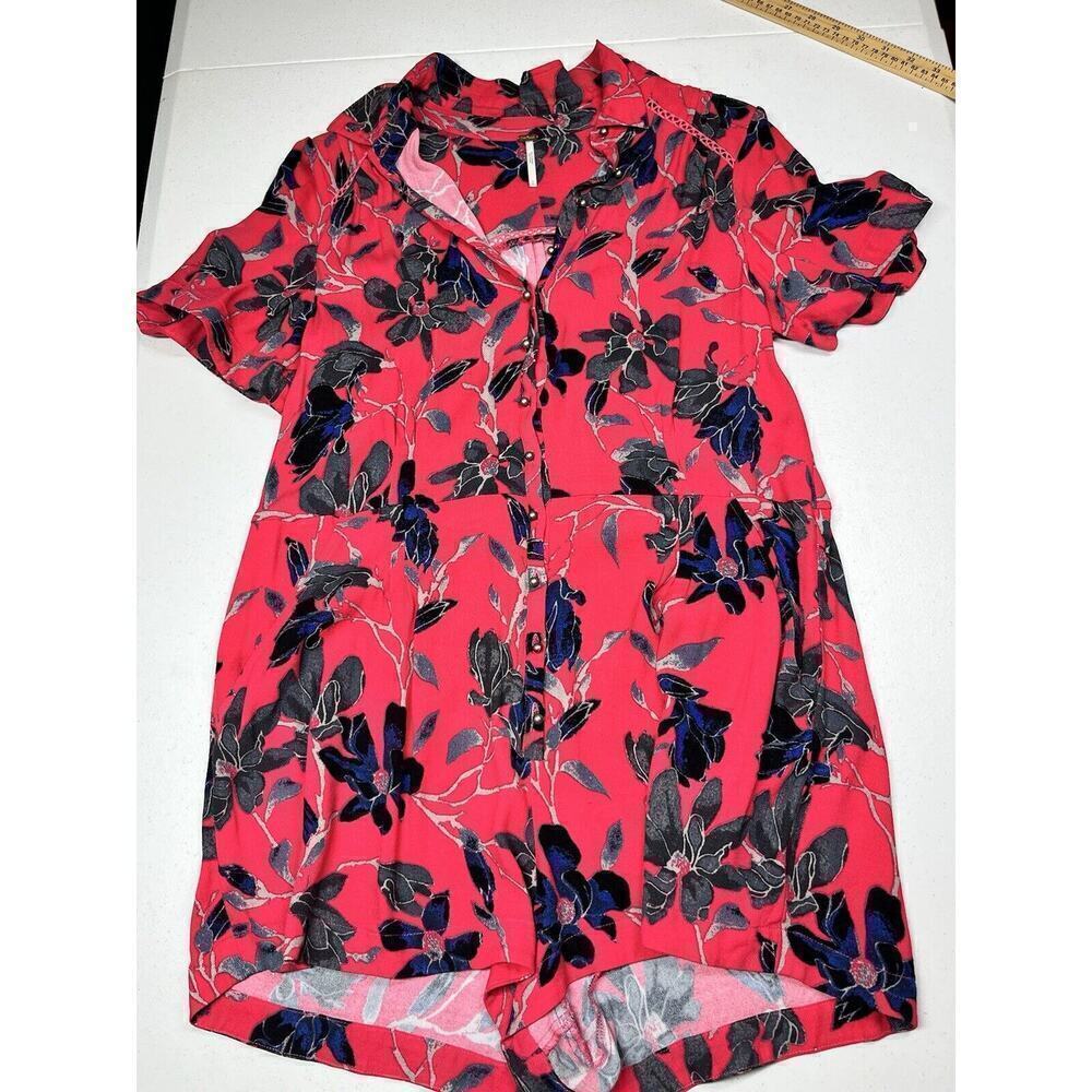 Free People Womens Button Down Pocket Floral Print Romper Size Small